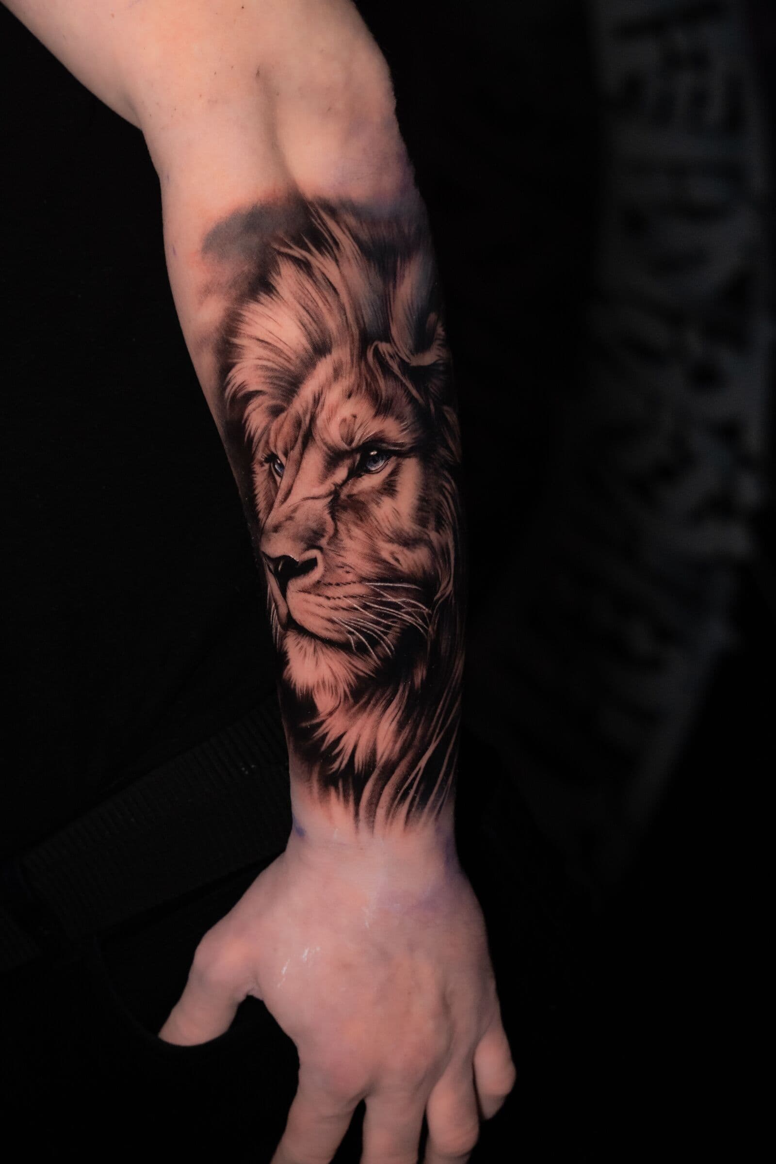 Löwe, Tattoo am Unterarm
